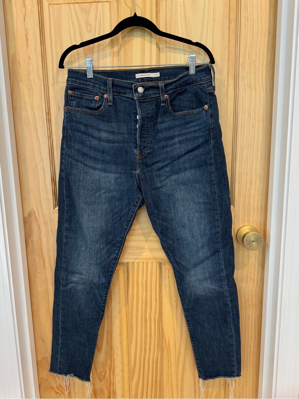 Levi's Women's Skinny Jeans - Dark Blue Wash w/ Raw Hem